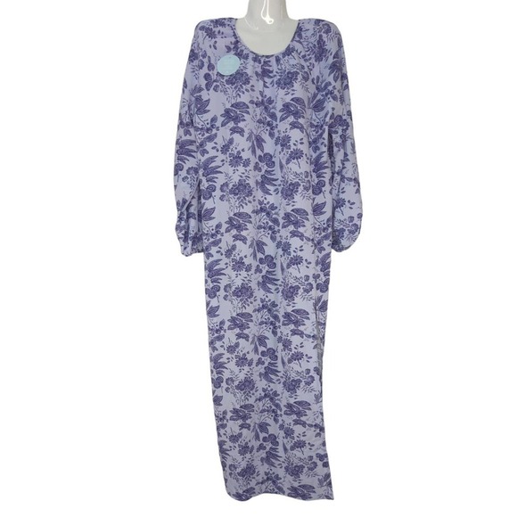 HILL HOUSE The Simone Midi Dress Lilac Purple Tonal Floral Medium - Picture 2 of 14